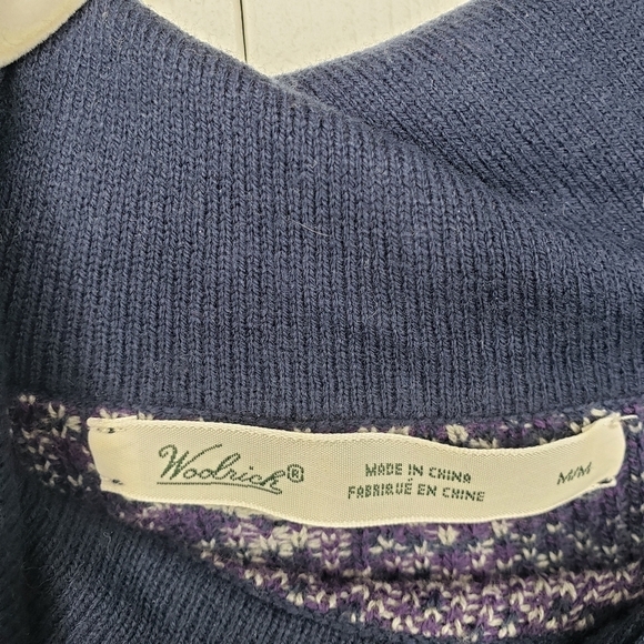Woolrich Nordic Scandinavian Fair Isle Asymmetrical Button Neck Sweater M - Picture 9 of 11